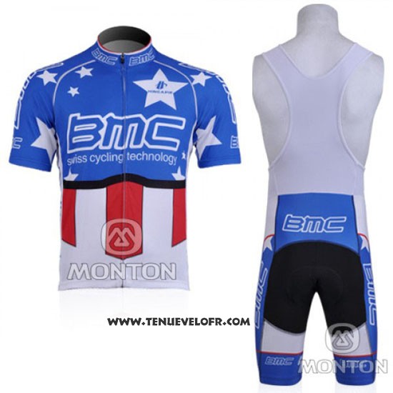 2010 Maillot Ciclismo BMC Champion Etats Unis Bleu Manches Courtes et Cuissard
